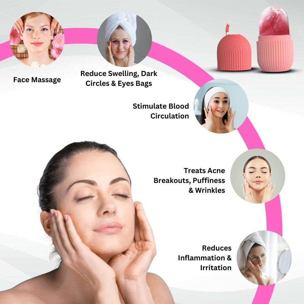 Ice Roller for Face, Neck and Body | for Puffy Eyes, Easy to Use and Carry | Unbreakable and Reusable | Glowing and Clear Skin