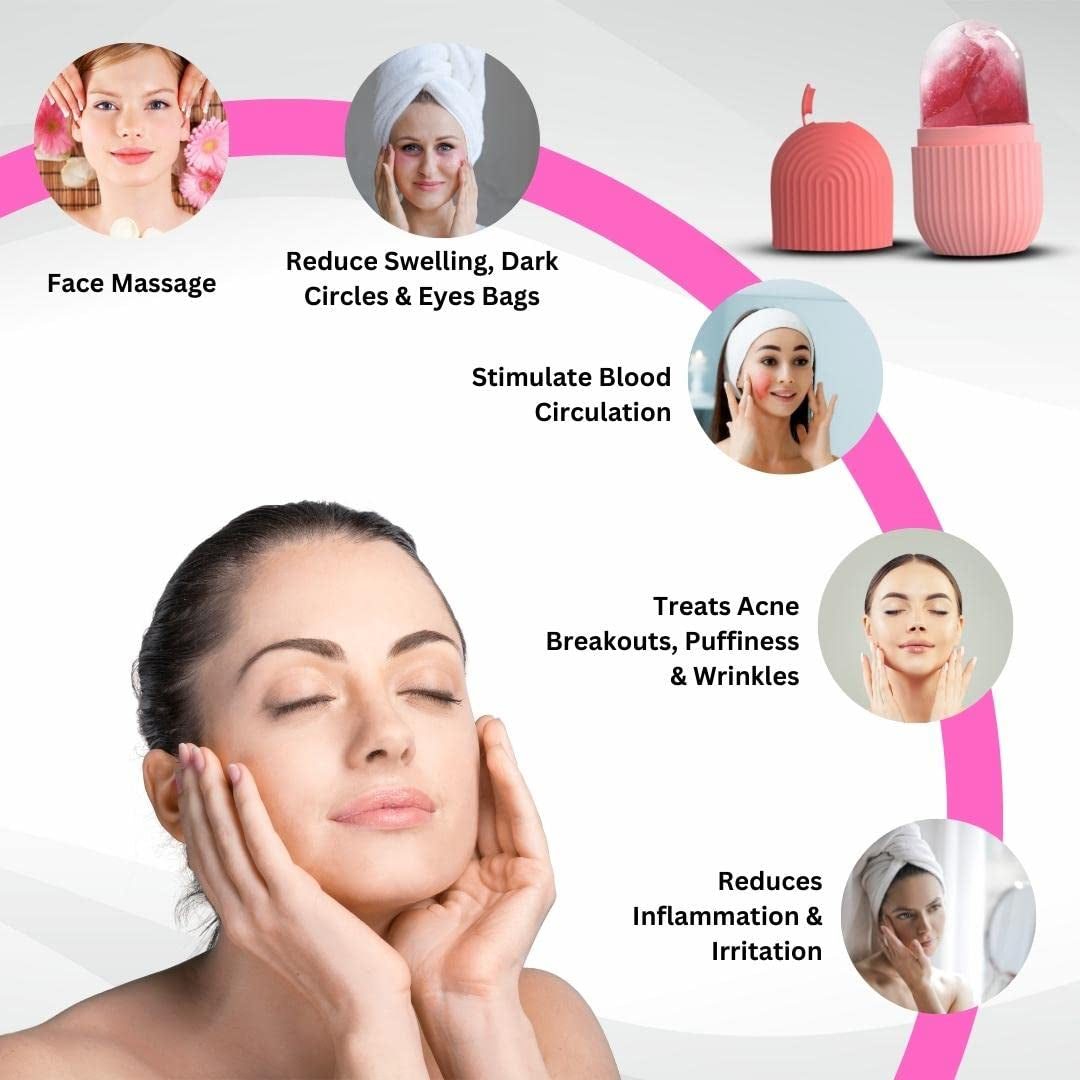 Ice Roller for Face, Neck and Body | for Puffy Eyes, Easy to Use and Carry | Unbreakable and Reusable | Glowing and Clear Skin