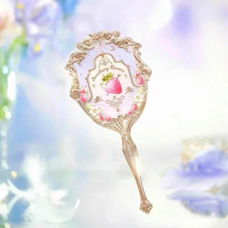 Violet Strawberry Rococo Series Hand Mirror Makeup Mirrors Portable Mirror with Handle