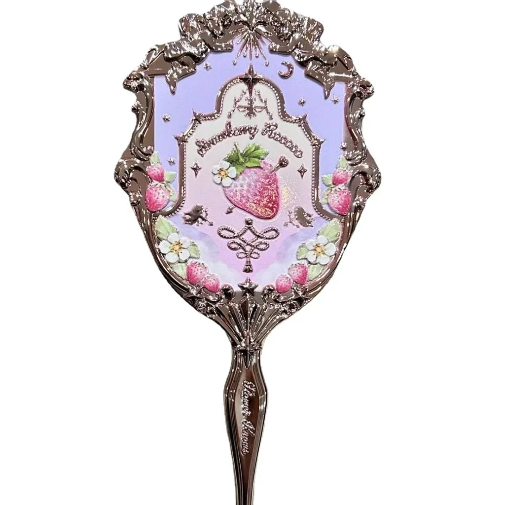 Violet Strawberry Rococo Series Hand Mirror Makeup Mirrors Portable Mirror with Handle